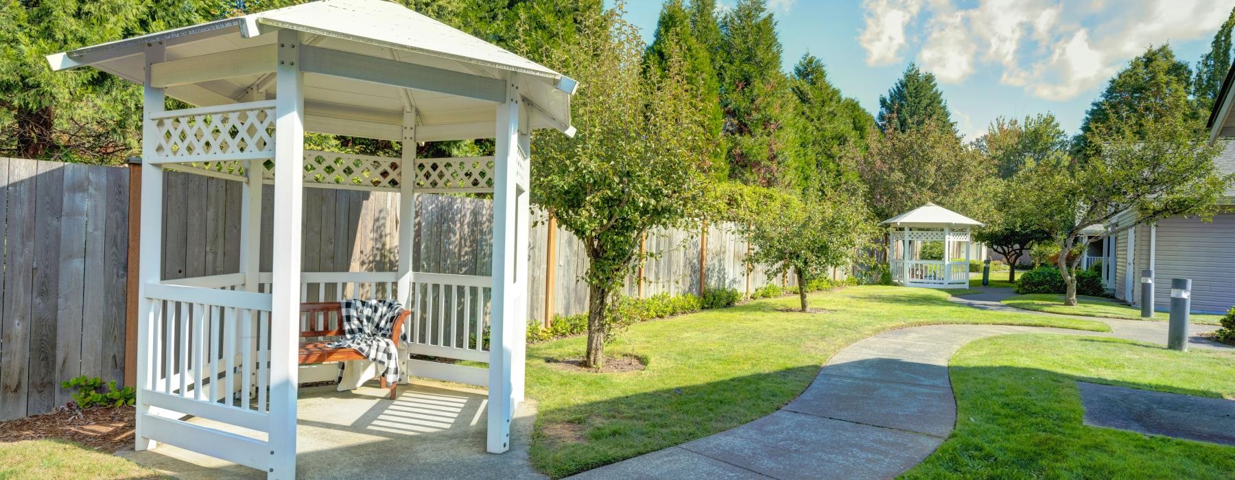 a gazebo in a backyard